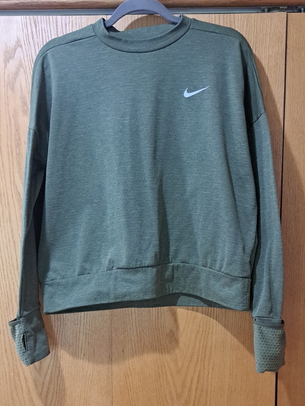 Nike Running Women's Dri-Fit Olive Green Crew Sweatshirt
